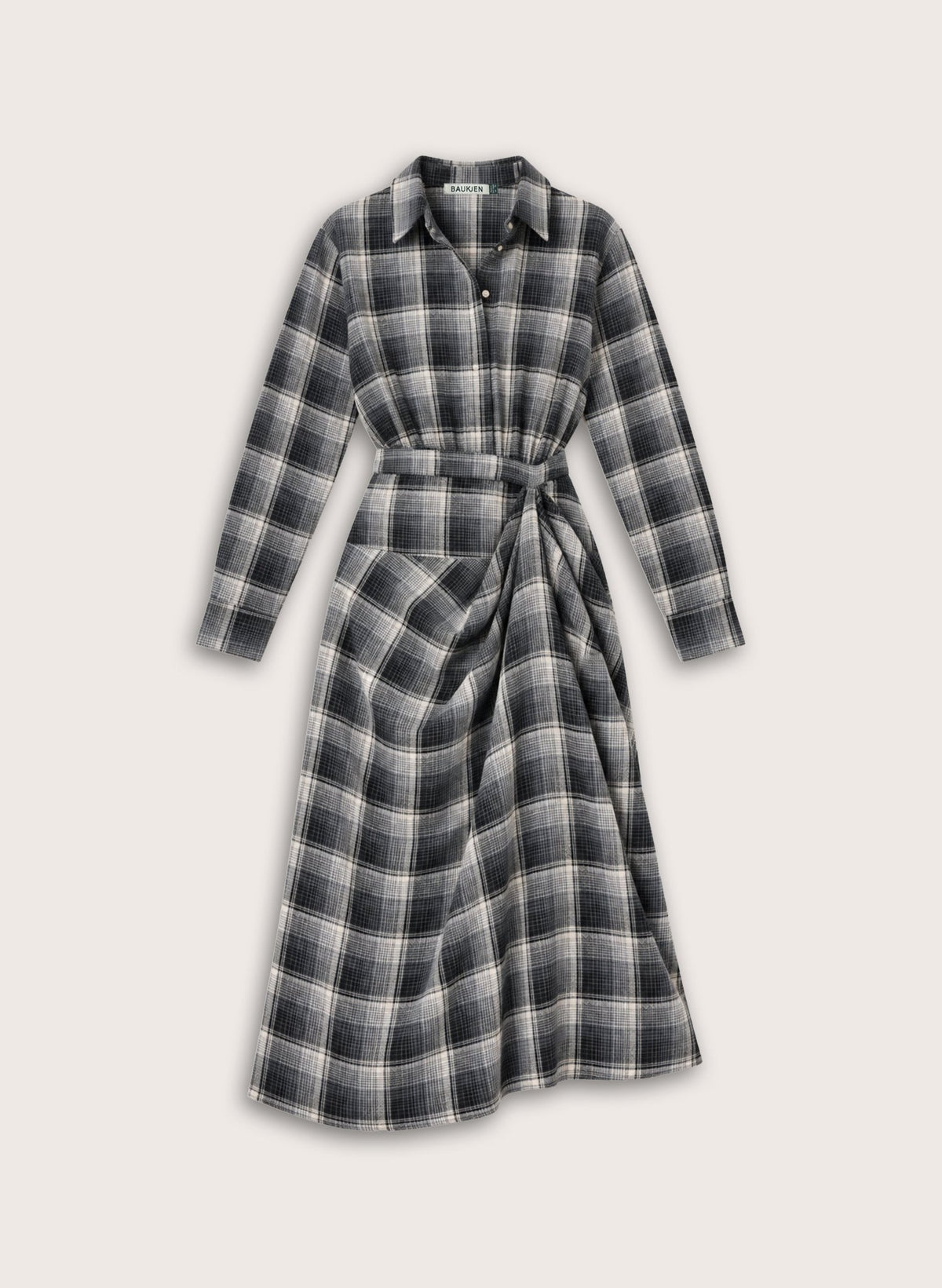 Tami Check Shirt Dress - Grey Check Baukjen