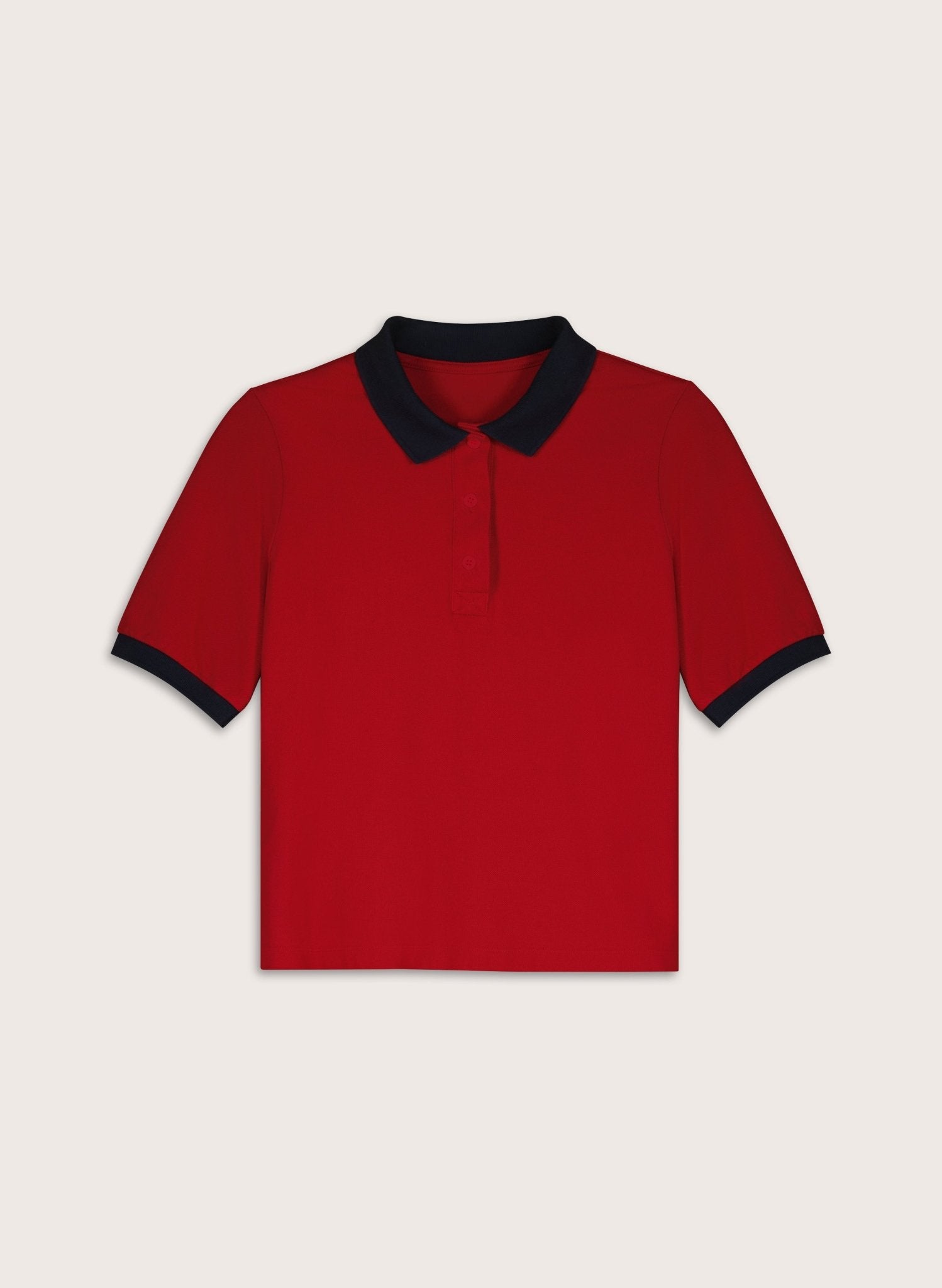 Tatum Contrast Collar Polo Tee - Crimson Red Baukjen
