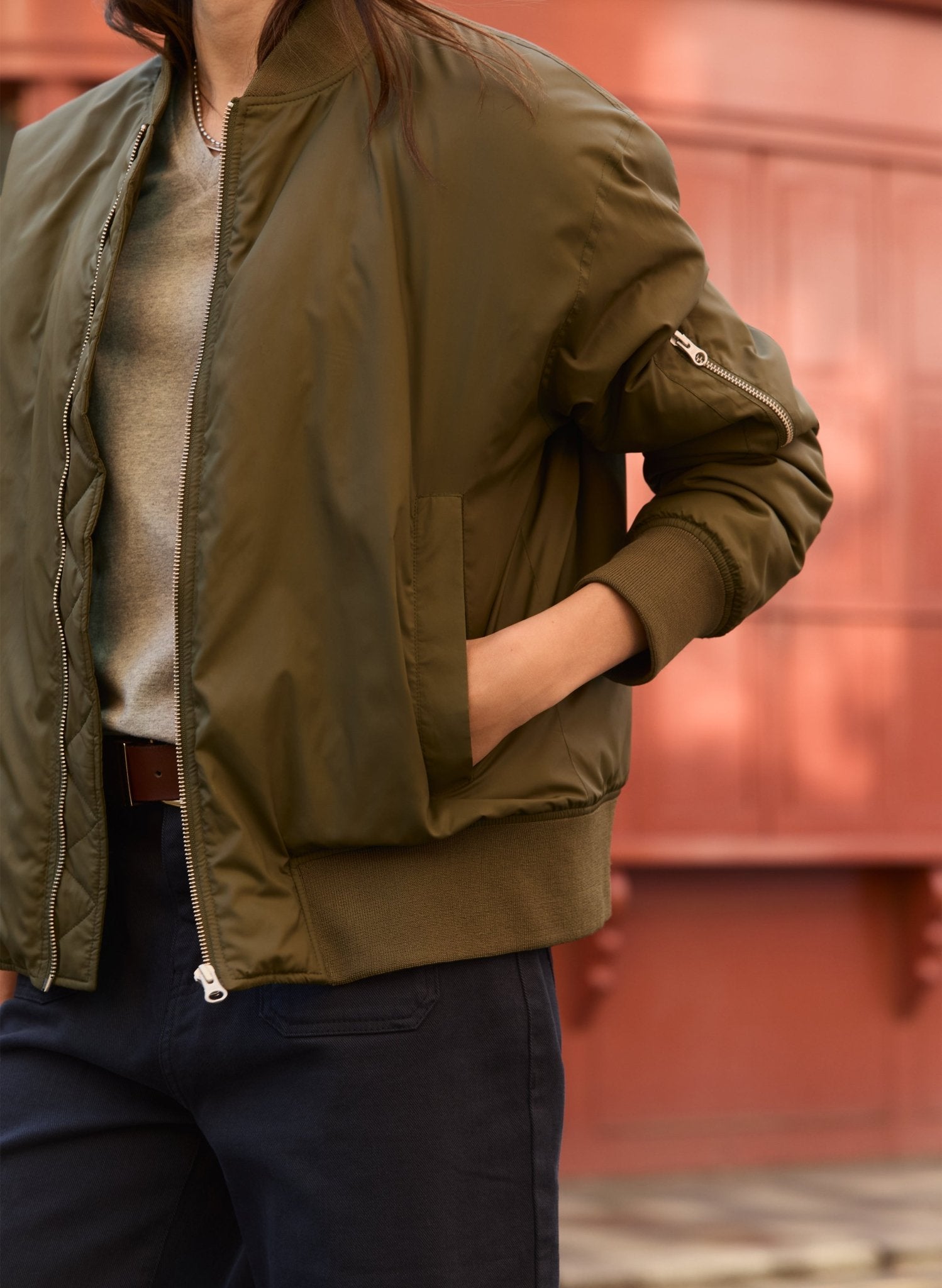 Tegan Bomber Jacket - Khaki Baukjen