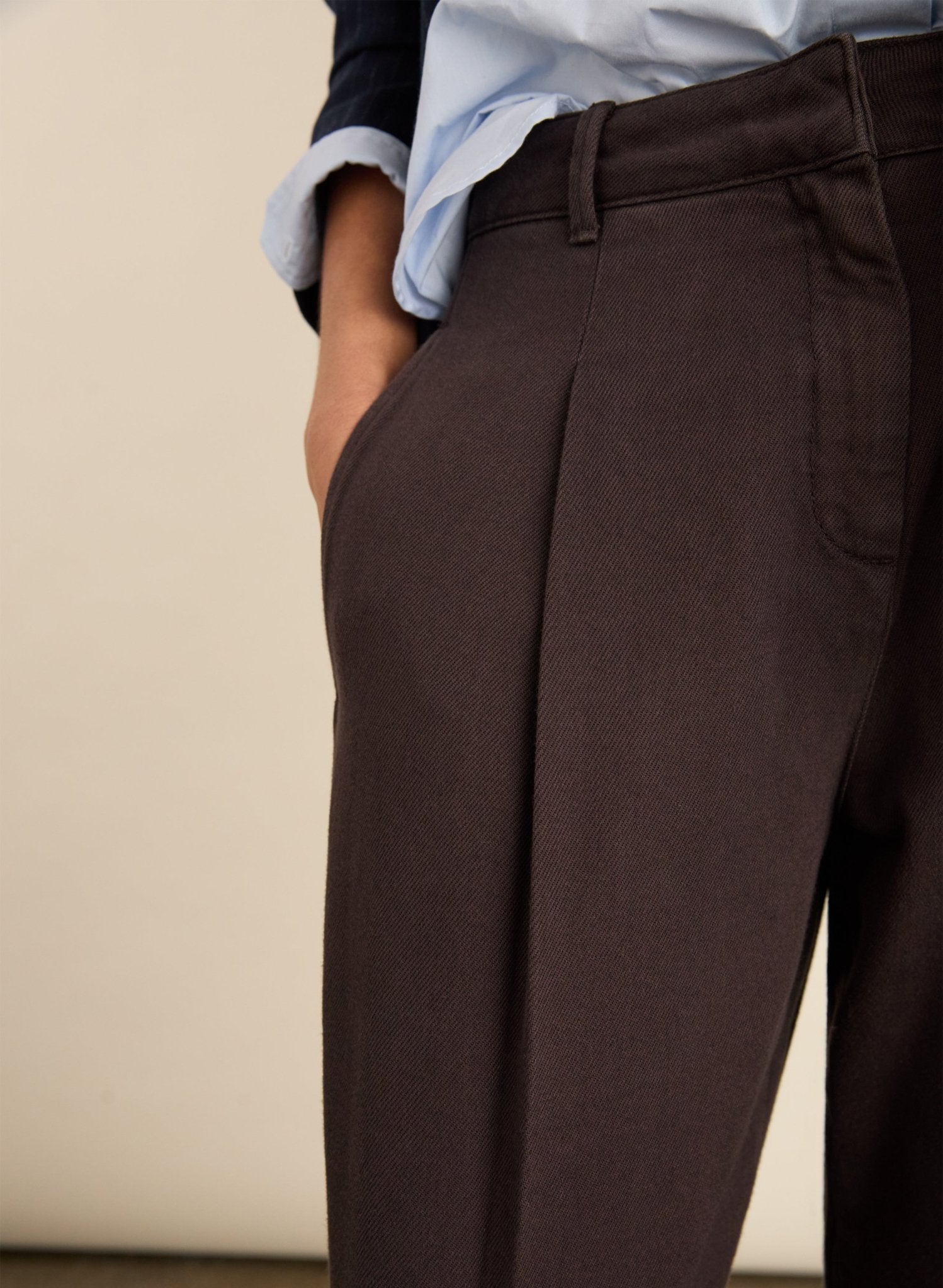 Teresa Organic Cotton Wide Leg Trousers - Dark Chocolate Baukjen