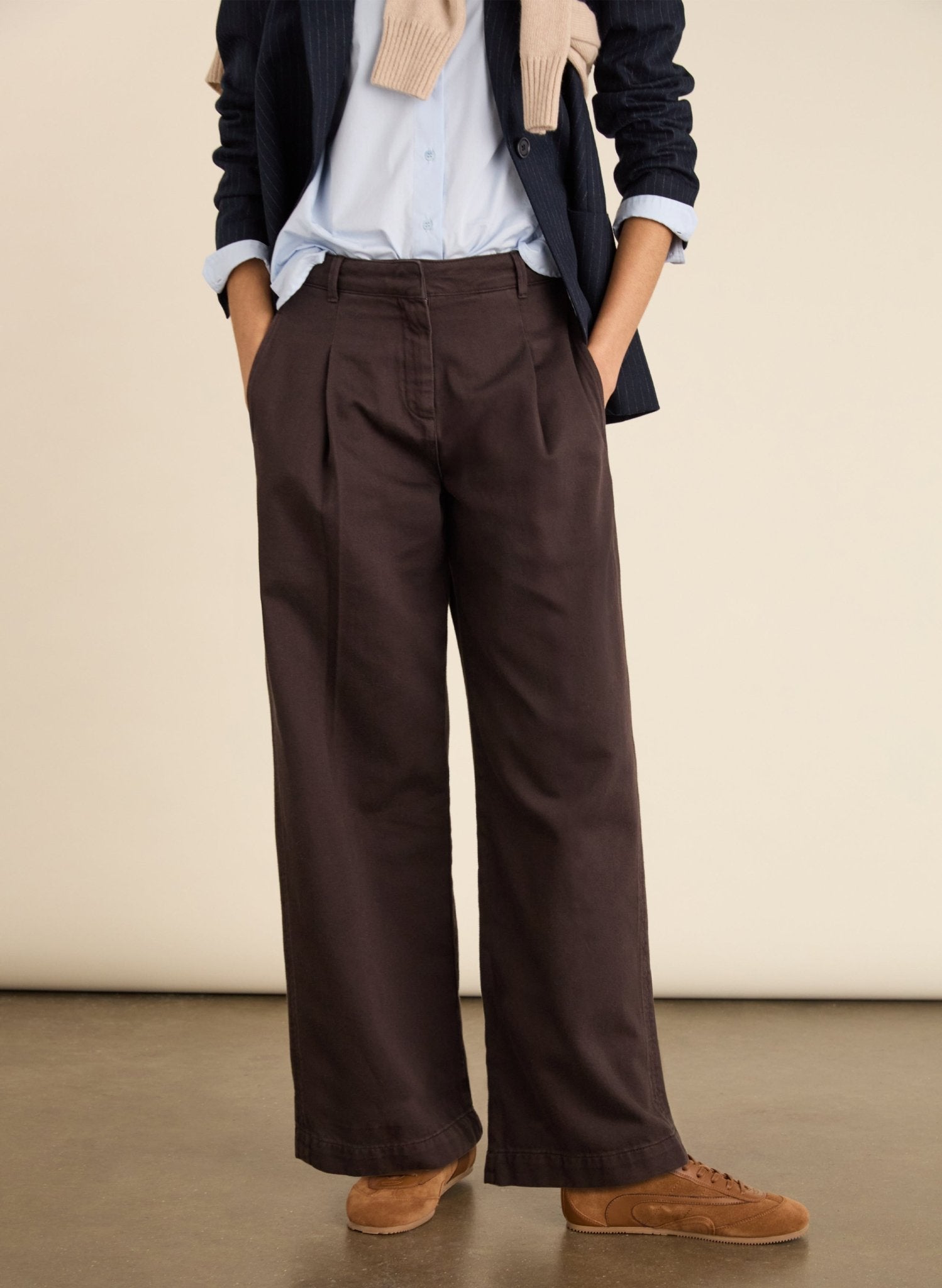 Teresa Organic Cotton Wide Leg Trousers - Dark Chocolate Baukjen