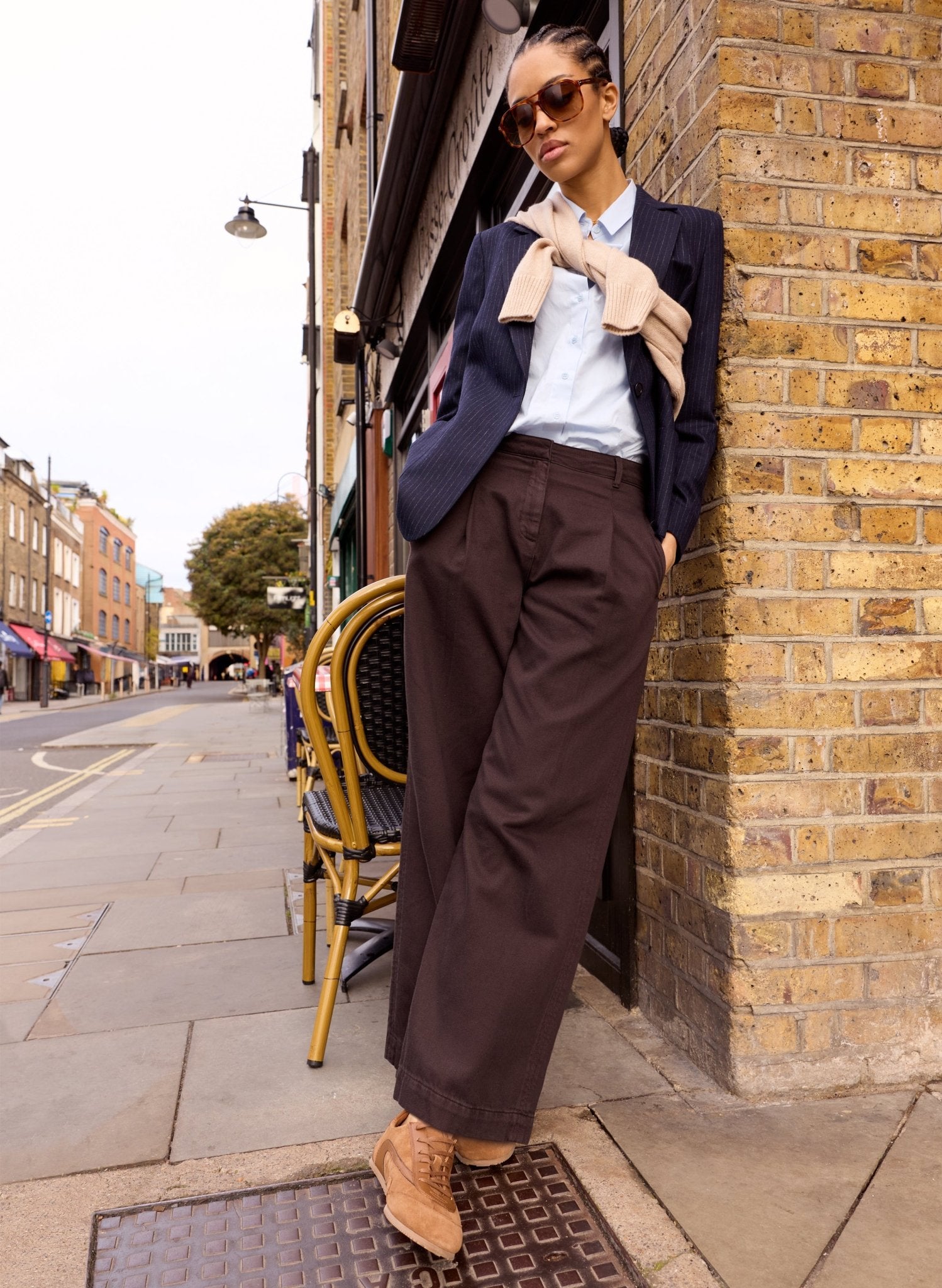 Teresa Organic Cotton Wide Leg Trousers - Dark Chocolate | Baukjen