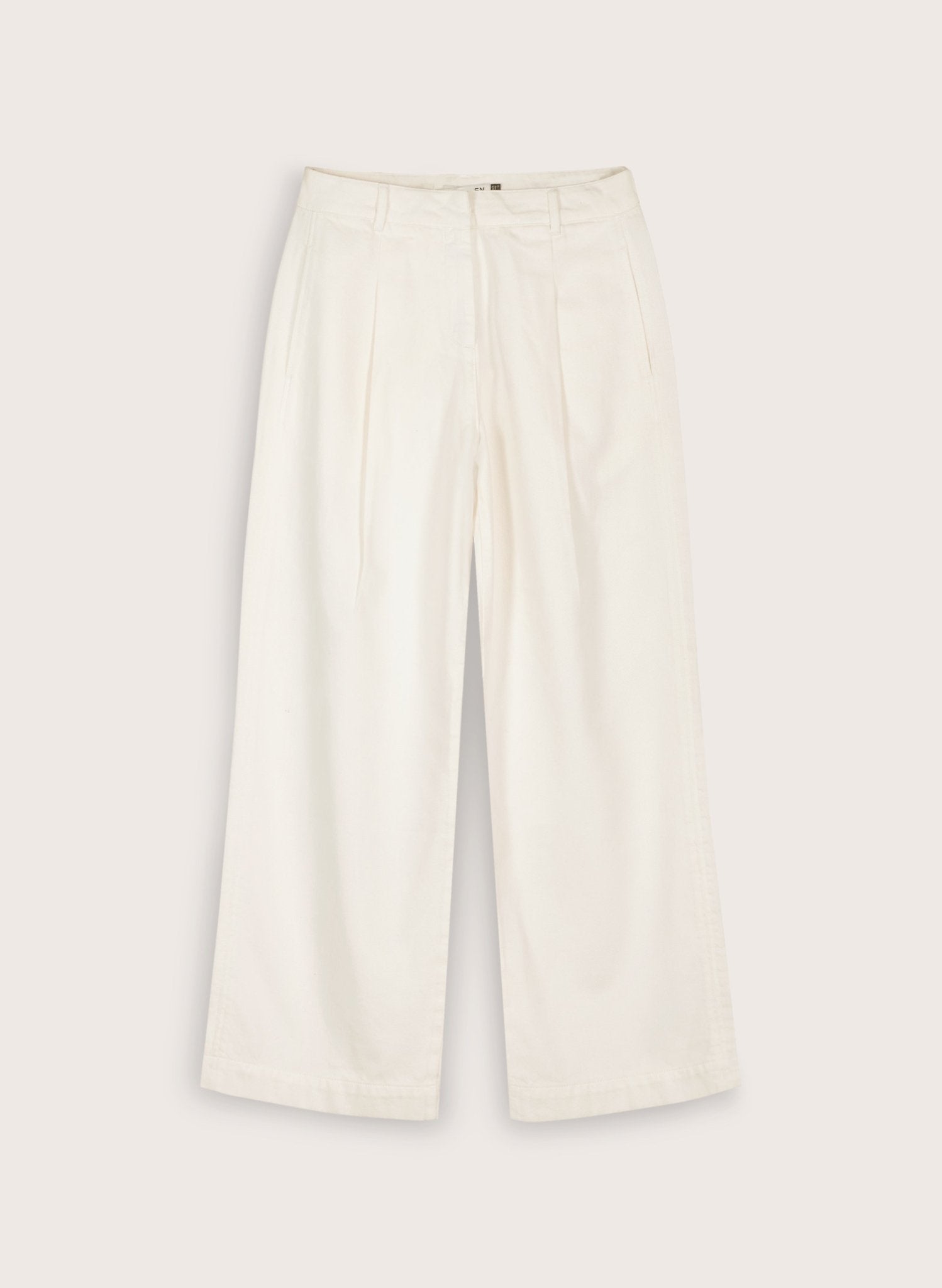 Teresa Organic Cotton Wide Leg Trousers - Soft White Baukjen