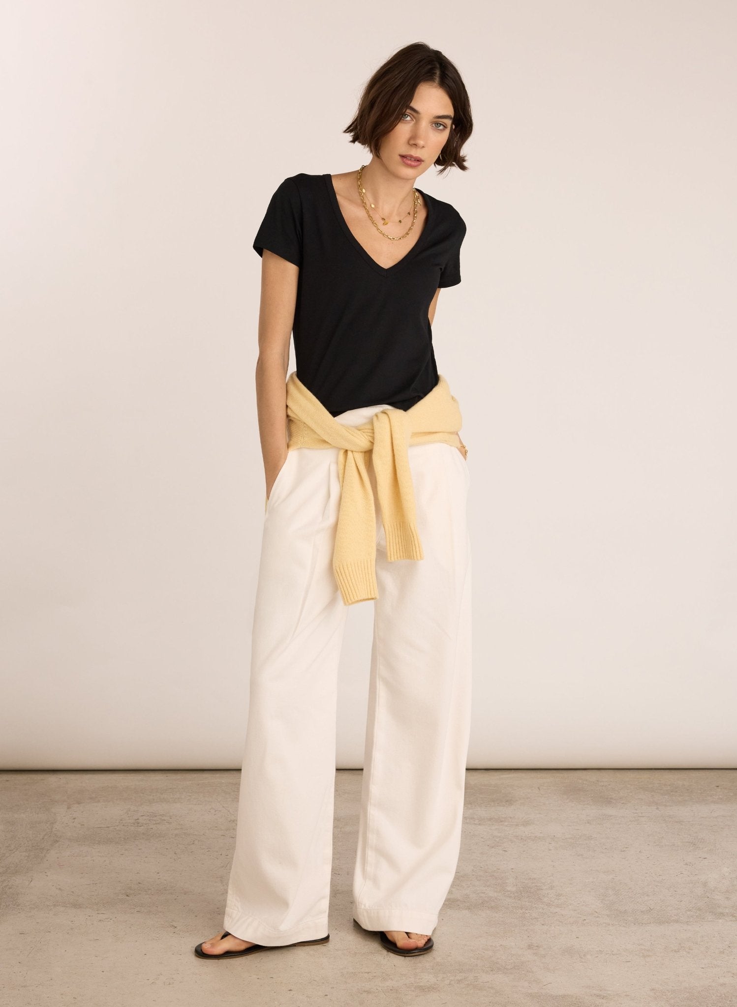 Teresa Organic Cotton Wide Leg Trousers - Soft White Baukjen