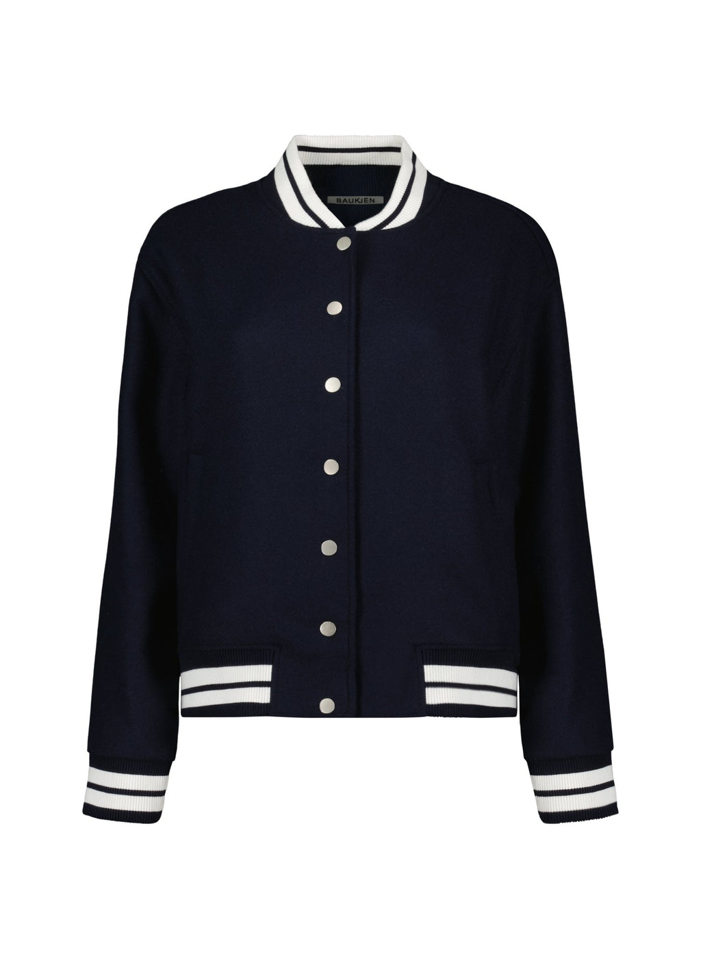 Terri Wool Blend Bomber Jacket - Classic Navy & Cream Baukjen