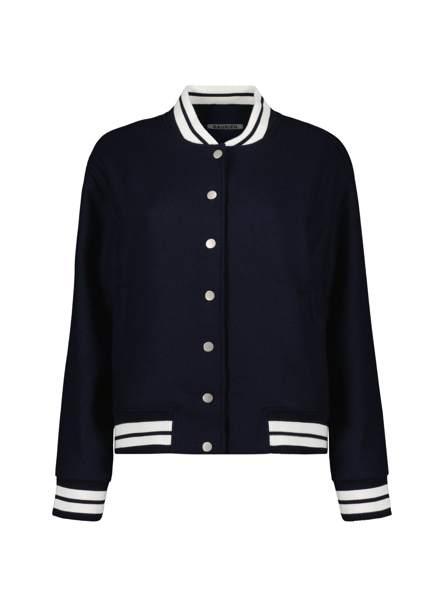 Terri Wool Blend Bomber Jacket - Classic Navy & Cream Baukjen