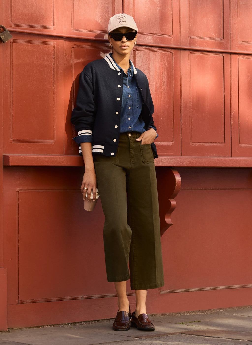 Terri Wool Blend Bomber Jacket - Classic Navy & Cream Baukjen