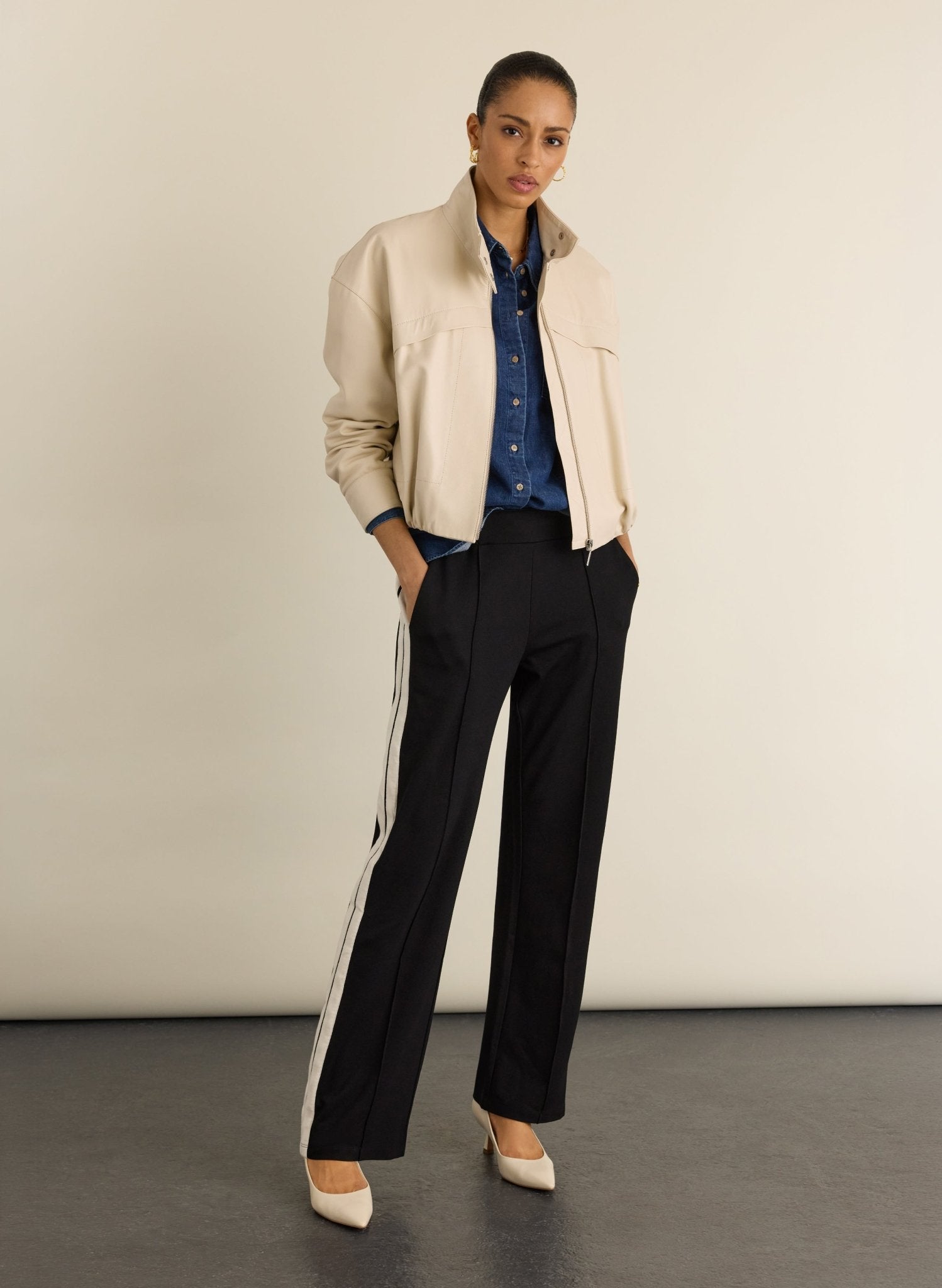 Tippi 2.0 Side Stripe Trousers - Black & Cream Baukjen