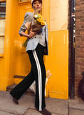 Tippi 2.0 Side Stripe Trousers - Black & Cream Baukjen