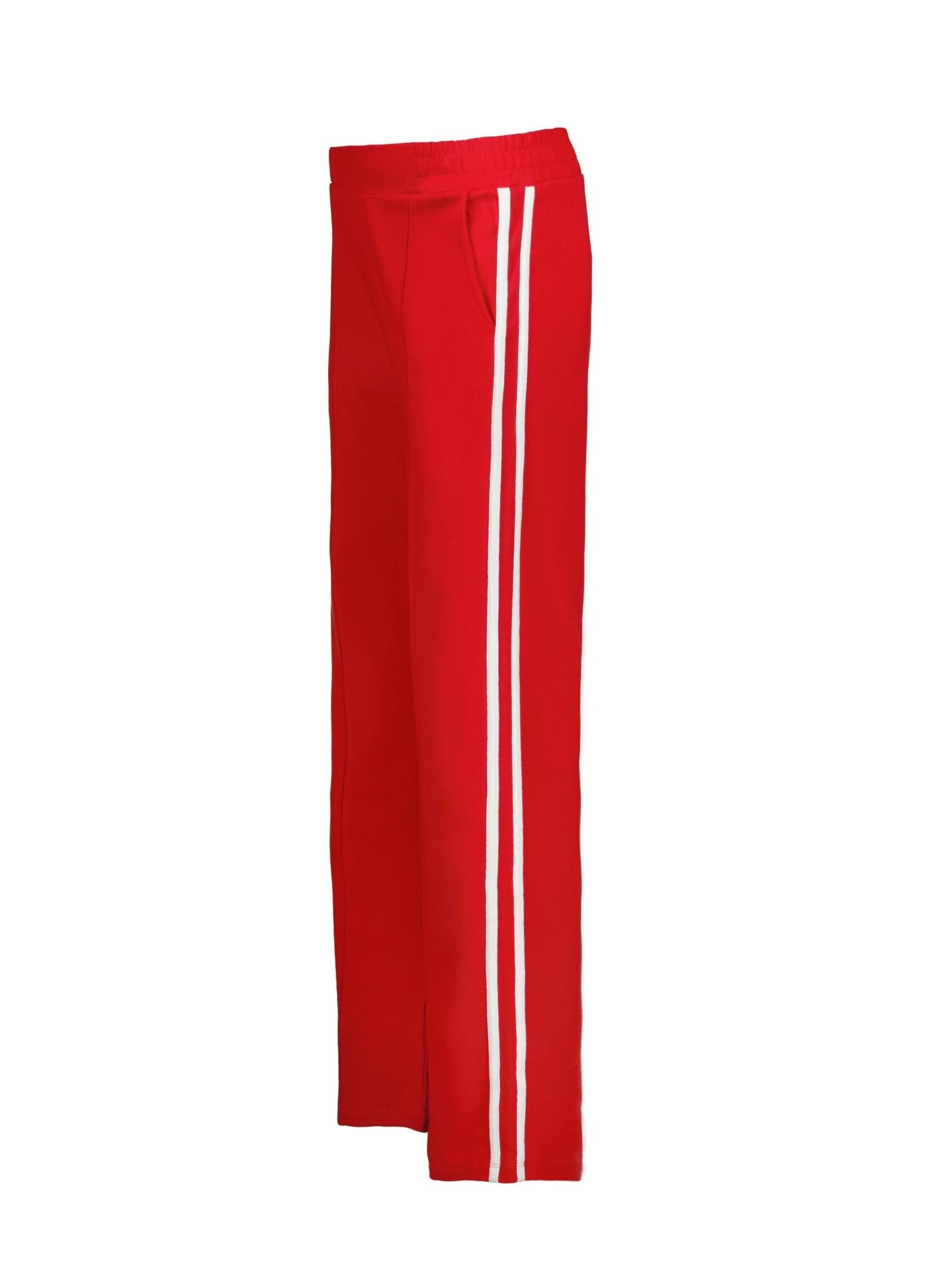 Tippi Side Stripe Trousers - Crimson & White Baukjen