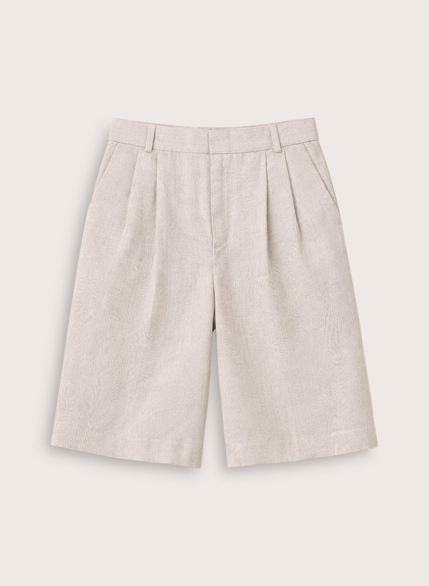 Tobi Long Tailored Linen Shorts - Neutral Baukjen