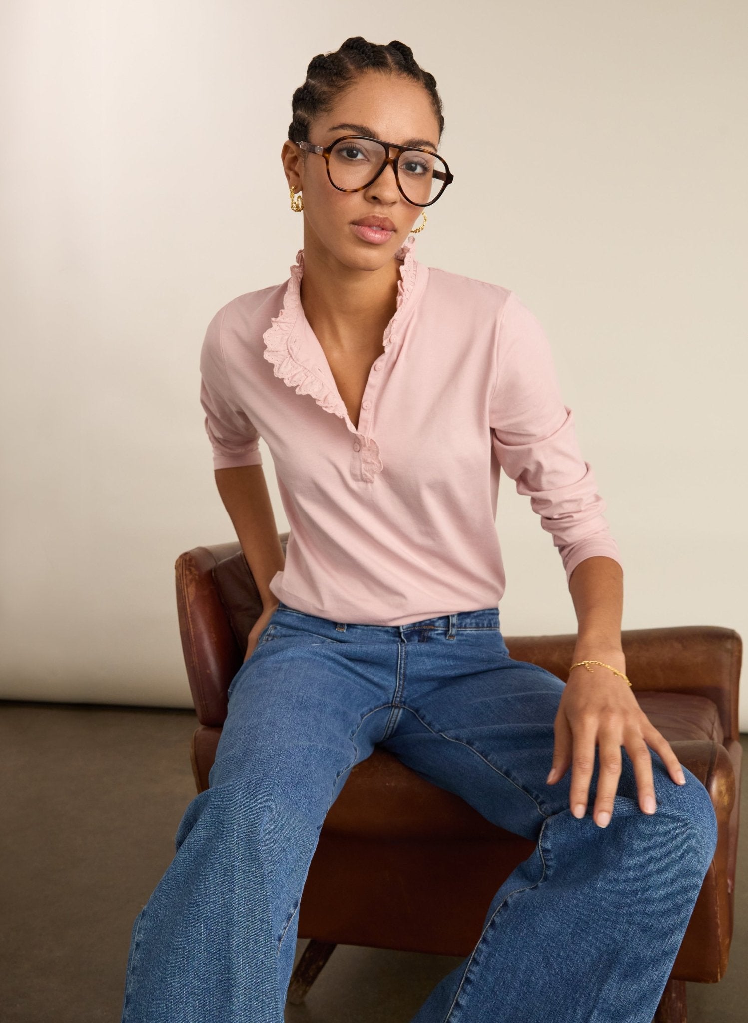 Tricia Organic Cotton Top - Powder Pink Baukjen