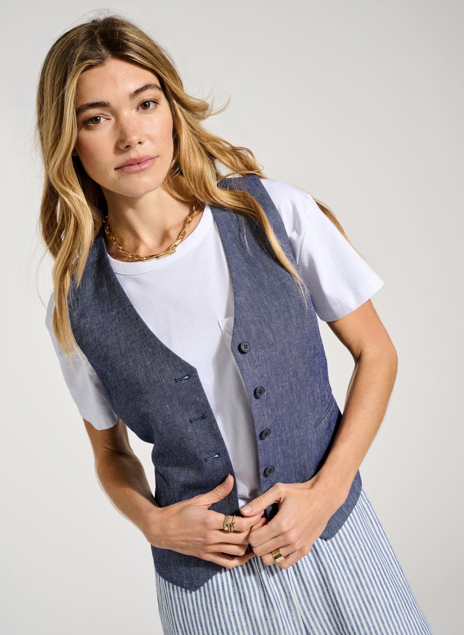 Ulrika Linen Waistcoat - Indigo Baukjen