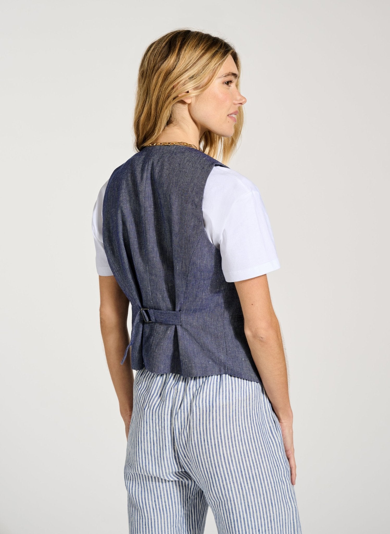 Ulrika Linen Waistcoat - Indigo Baukjen