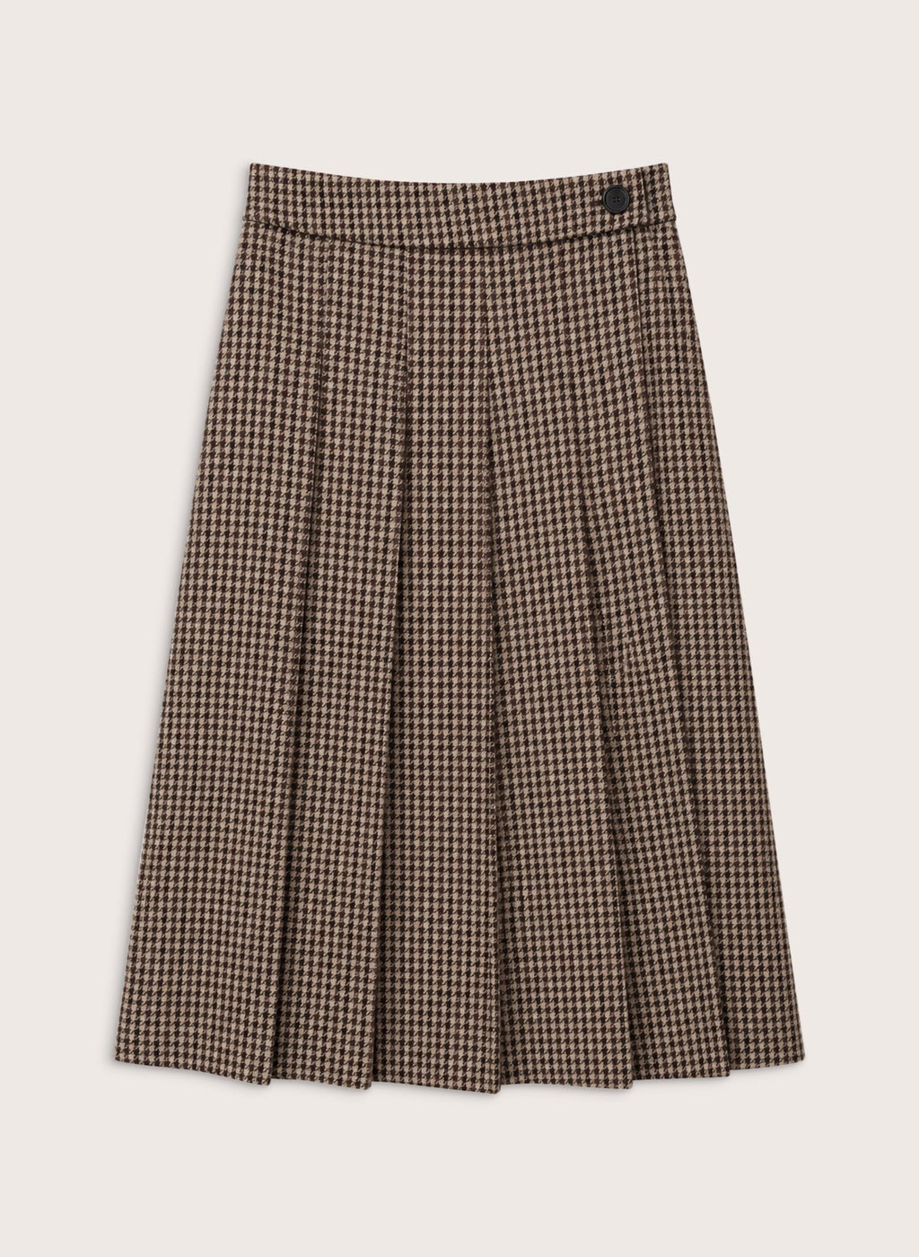 Vicky Pleated Wrap Skirt - Neutral Puppytooth Check Baukjen