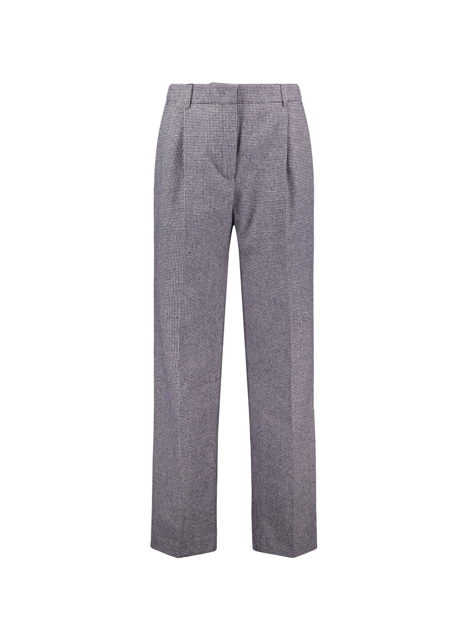 Victoria Recycled Wool Blend Trousers - Black & White Houndstooth Baukjen