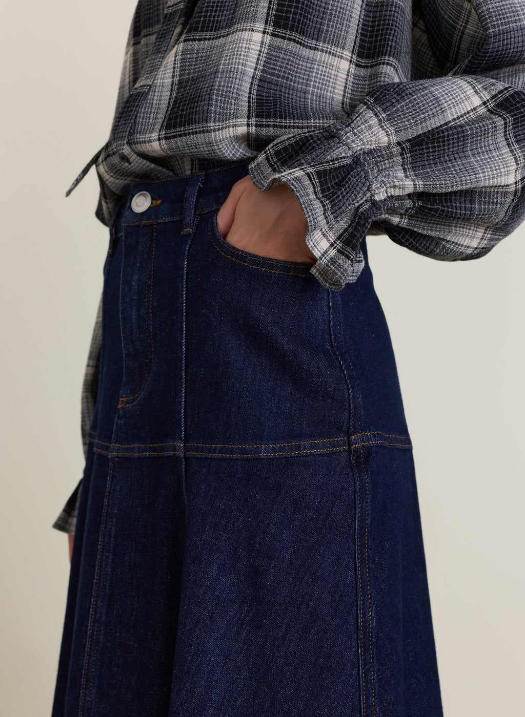 Viola Fit & Flare Denim Skirt - Dark Denim Baukjen