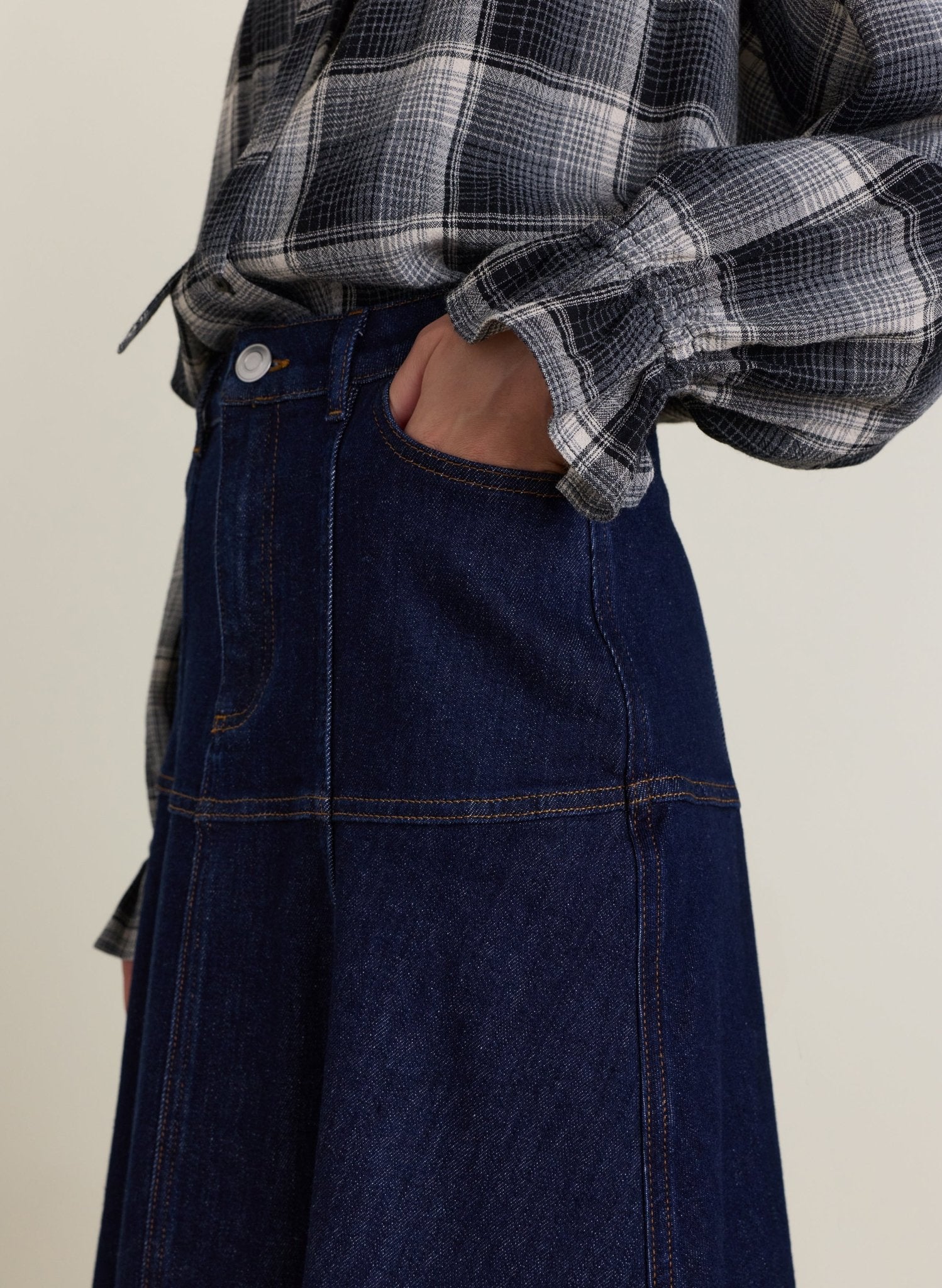 Viola Fit & Flare Denim Skirt - Dark Denim Baukjen
