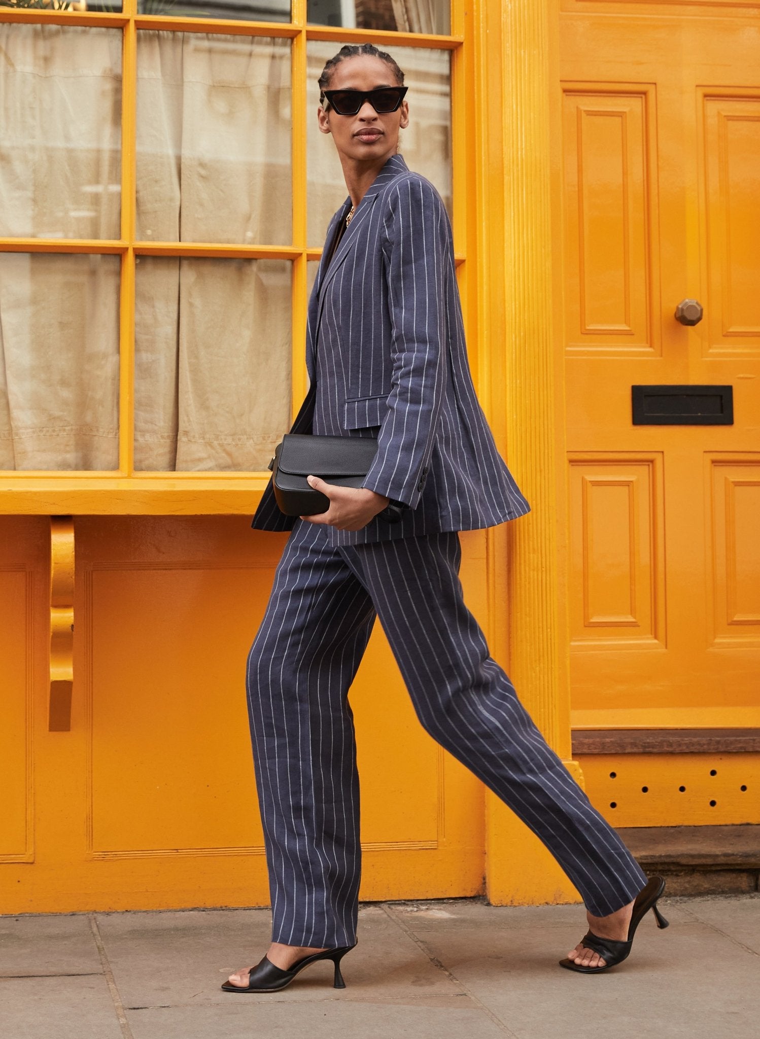 Vivienne Linen Trousers - Indigo & White Stripe Baukjen