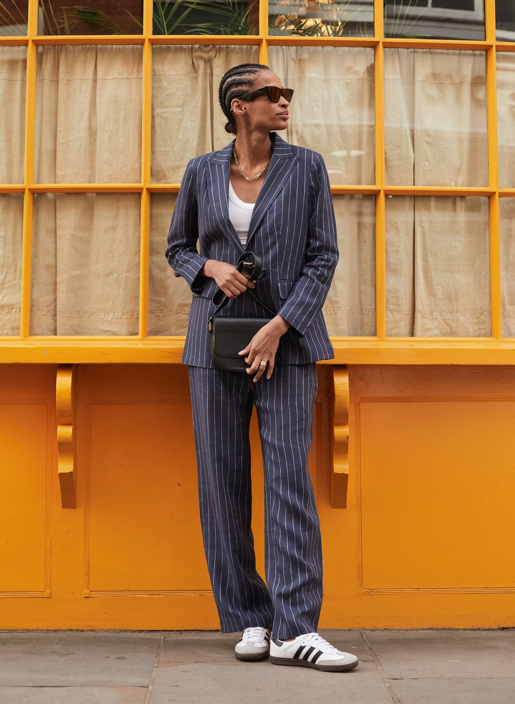 Vivienne Linen Trousers - Indigo & White Stripe Baukjen