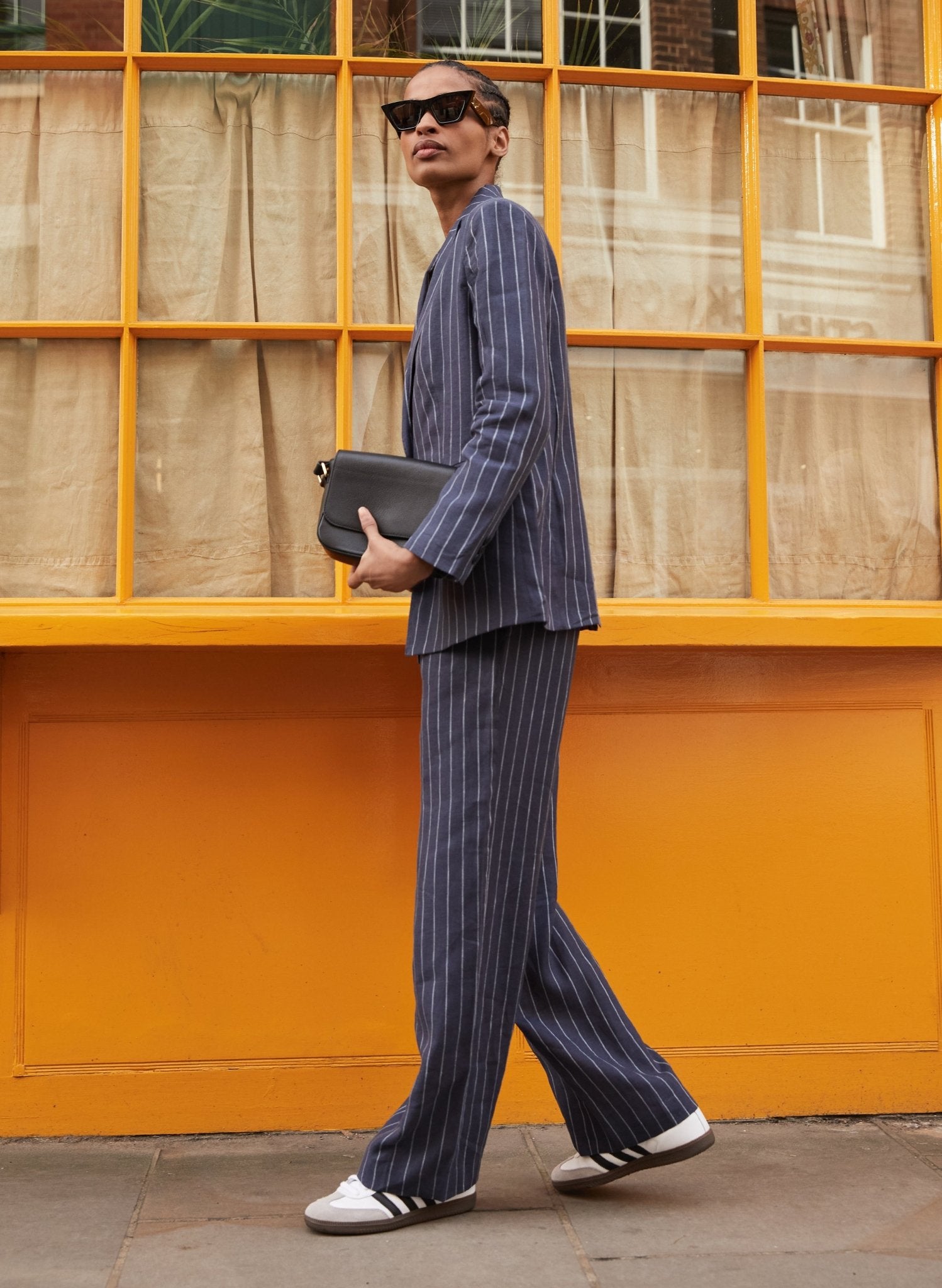 Vivienne Linen Trousers - Indigo & White Stripe Baukjen