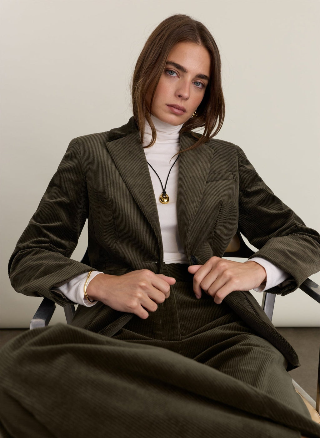 Wanda Corduroy Blazer - Khaki Baukjen