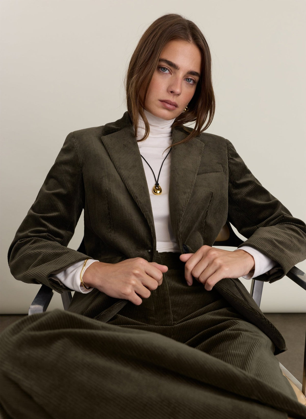 Wanda Corduroy Blazer - Khaki Baukjen