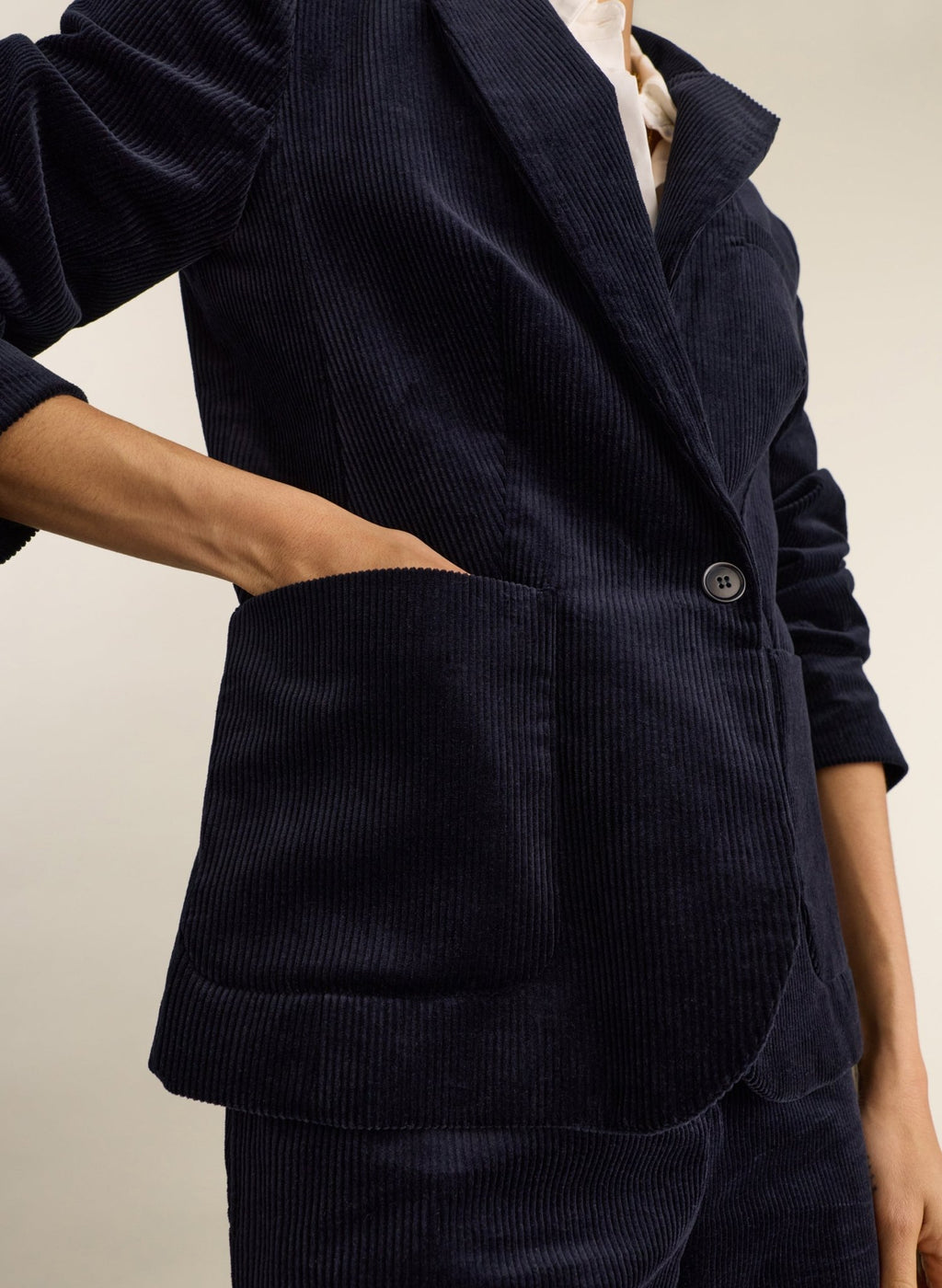 Wanda Organic Cotton Corduroy Blazer - Classic Navy Baukjen