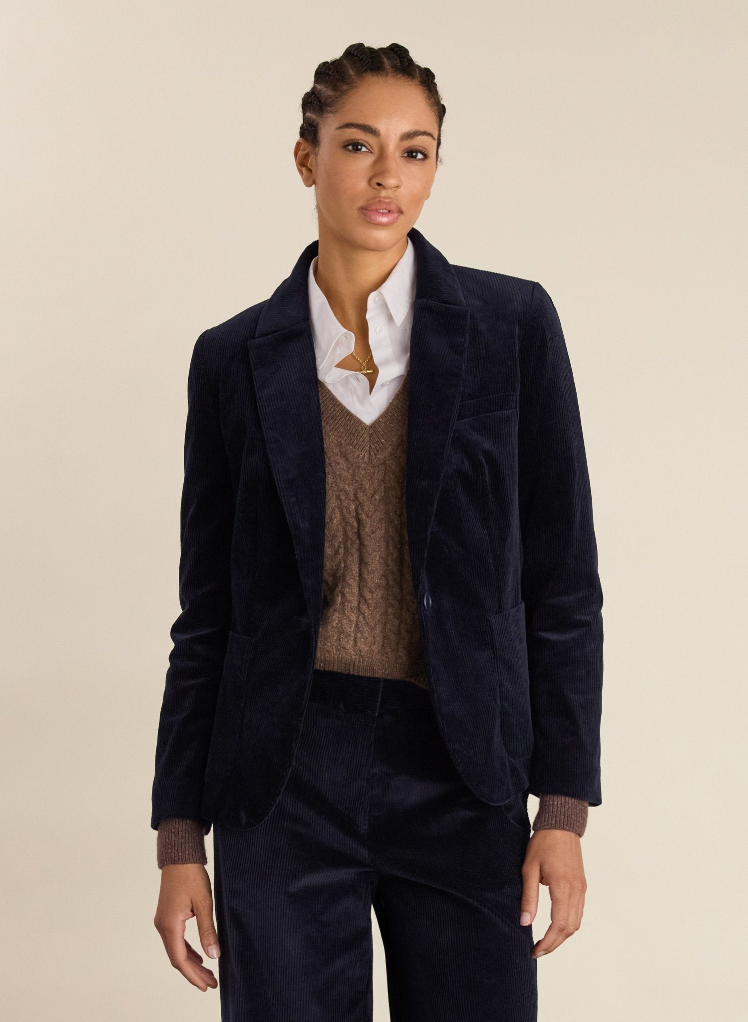 Wanda Organic Cotton Corduroy Blazer - Classic Navy Baukjen
