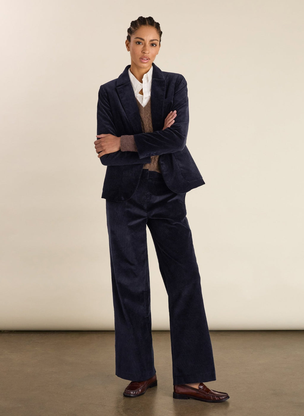 Wanda Organic Cotton Corduroy Blazer - Classic Navy Baukjen