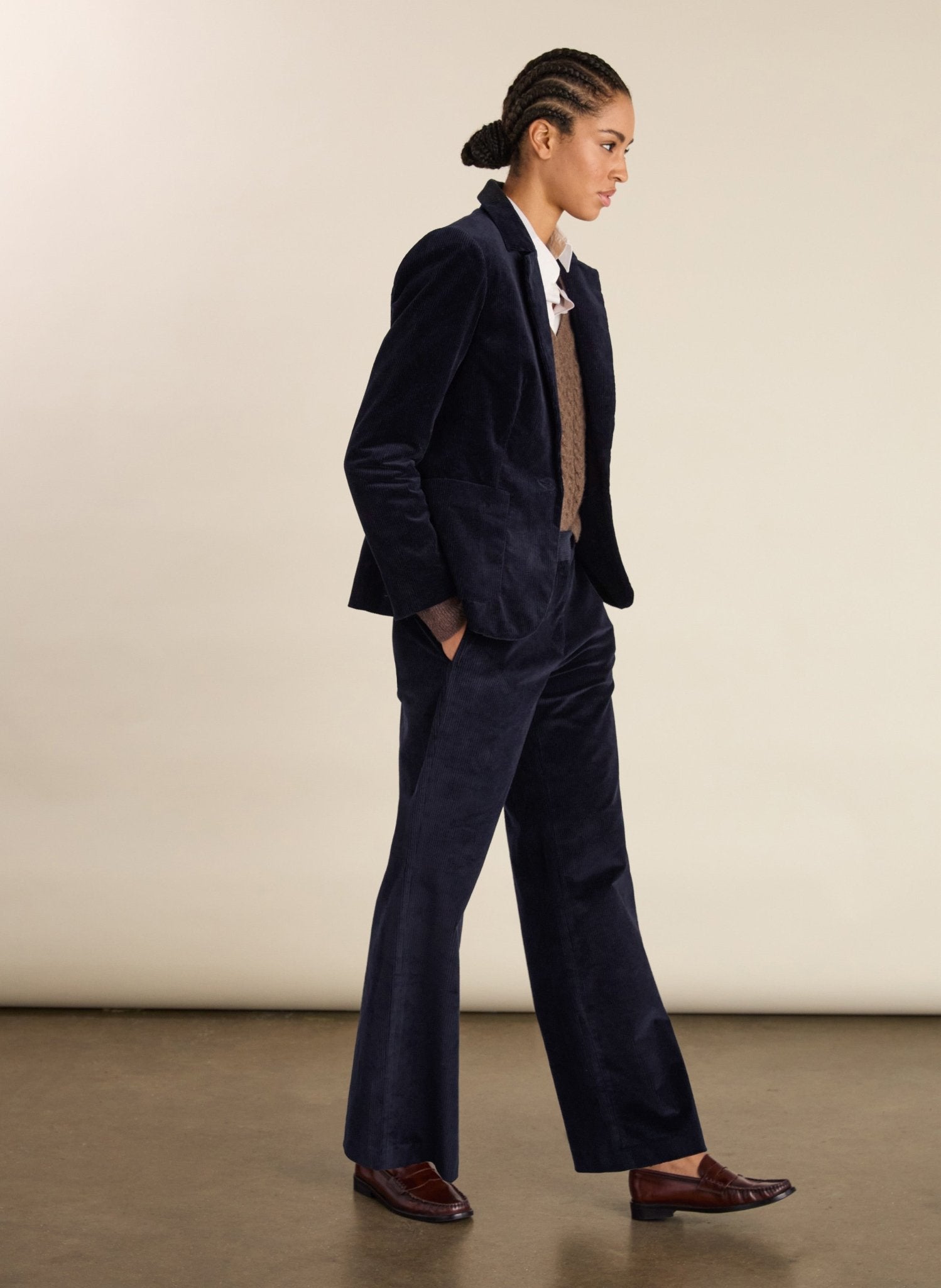 Wanda Organic Cotton Corduroy Blazer - Classic Navy Baukjen