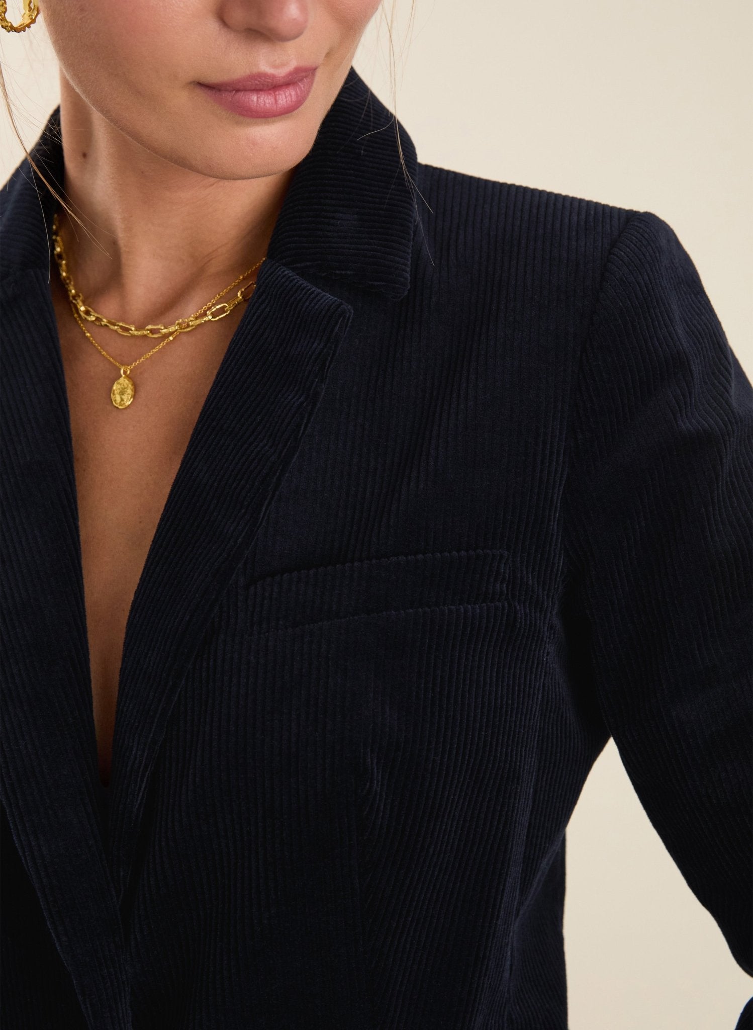 Wanda Organic Cotton Corduroy Blazer - Classic Navy Baukjen