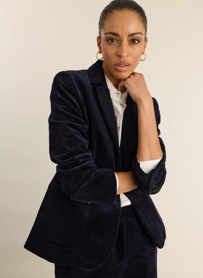 Wanda Organic Cotton Corduroy Blazer - Classic Navy Baukjen
