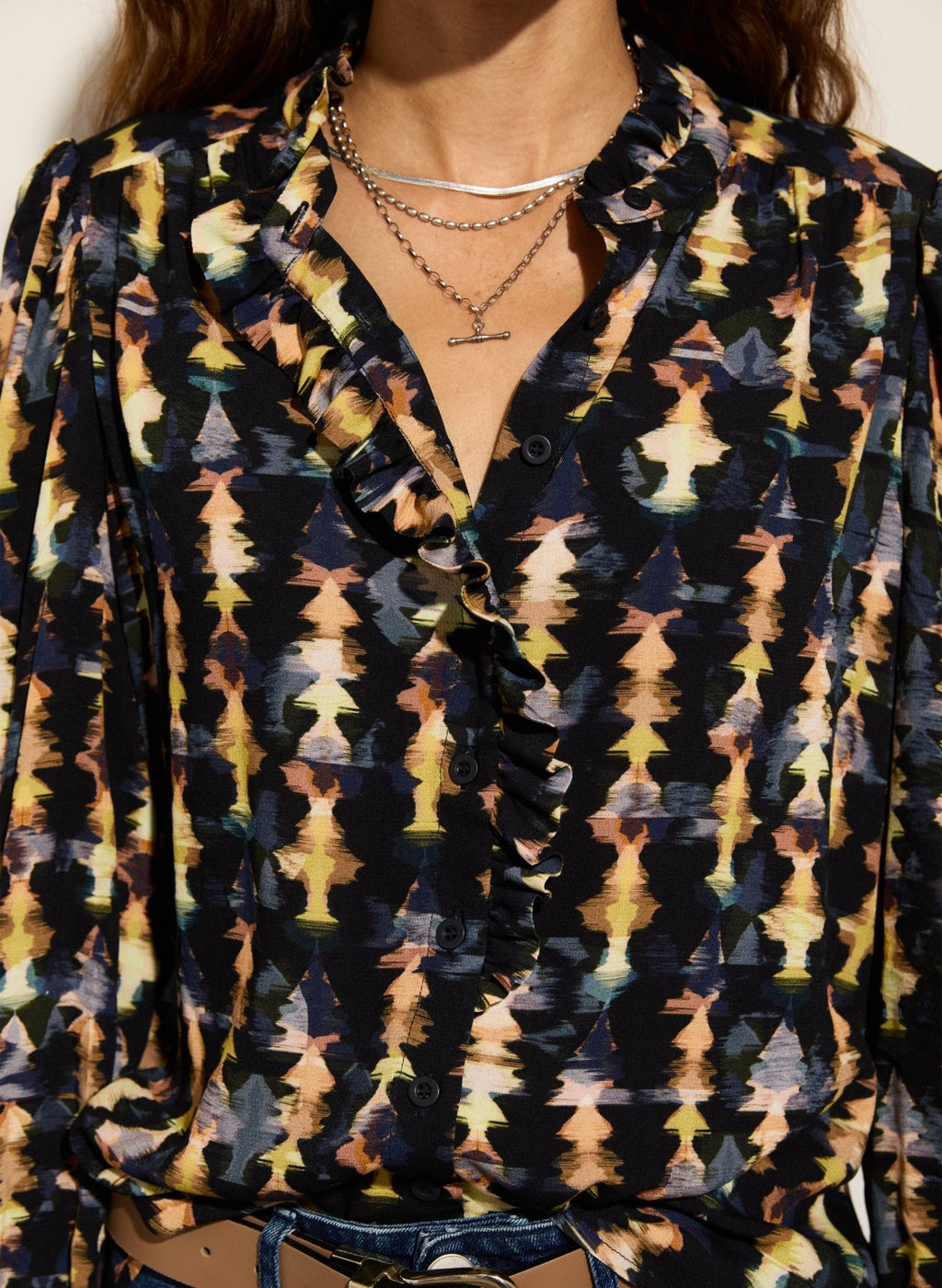 Willow Printed Blouse - Navy Texture Baukjen