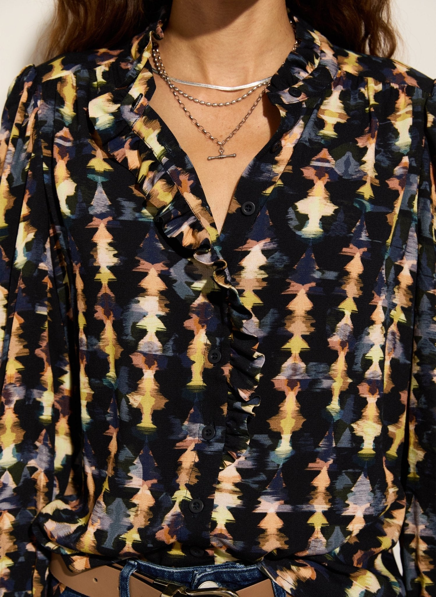 Willow Printed Blouse - Navy Texture Baukjen