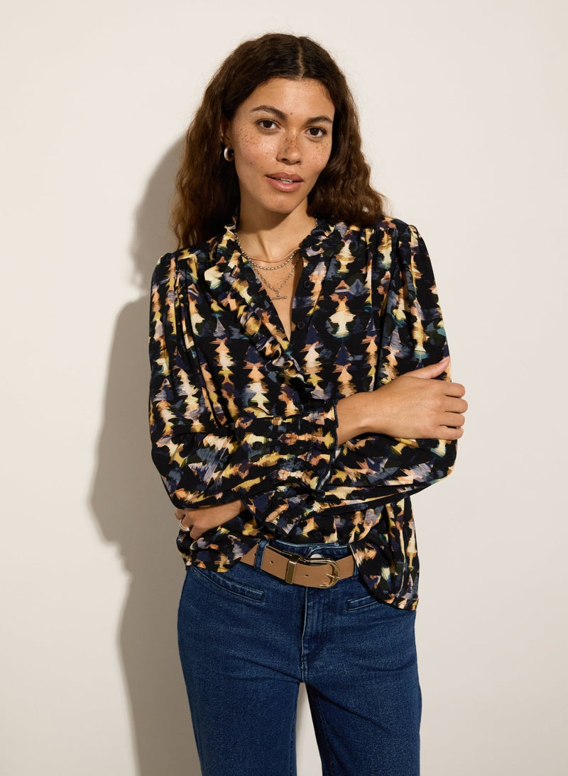 Willow Printed Blouse - Navy Texture Baukjen