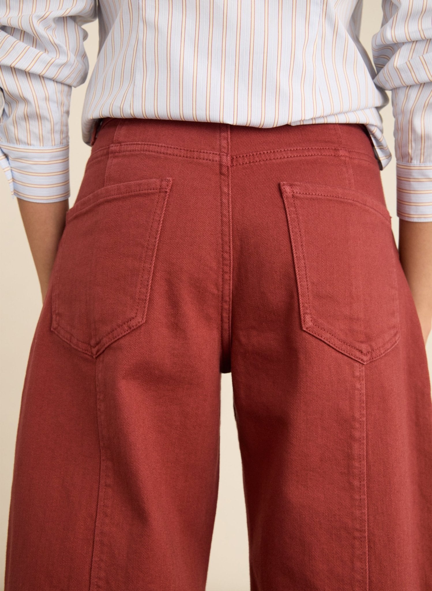 Wyatt Organic Cotton Stretch Denim Barrel Jeans - Terracotta Baukjen