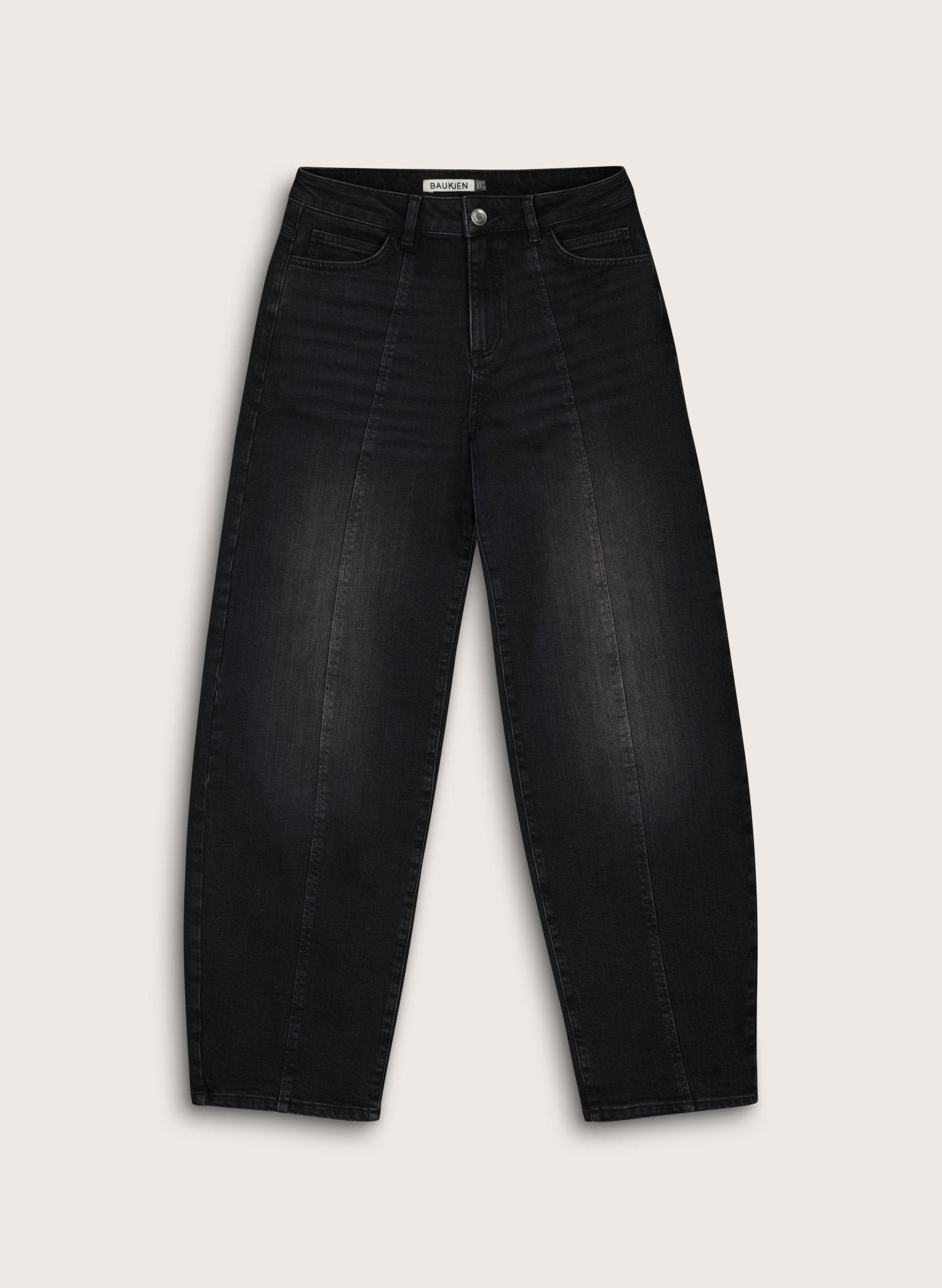 Wyatt Organic Cotton Stretch Denim Barrel Jeans - Washed Black Baukjen