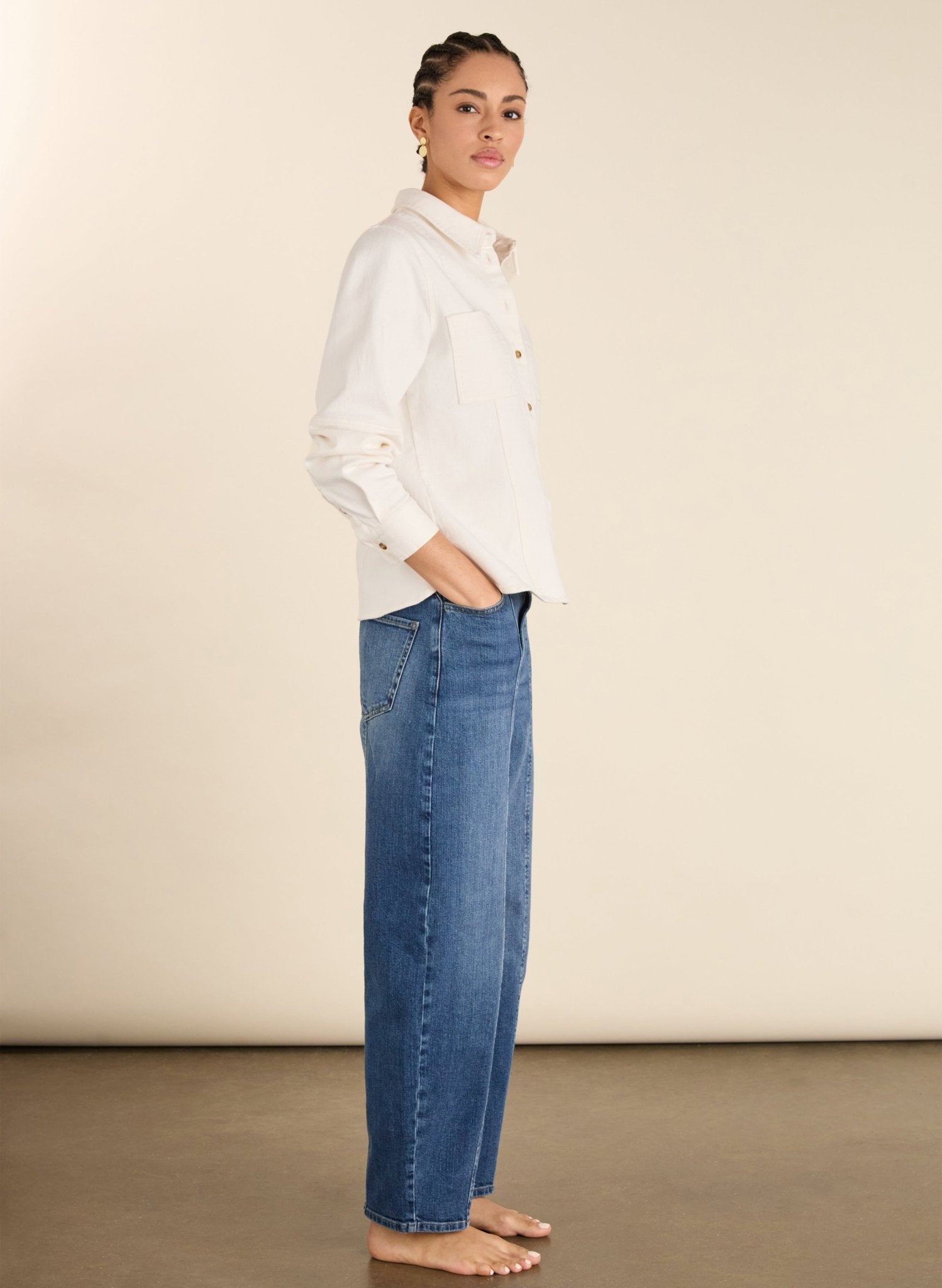 Wyatt Organic Cotton Stretch Denim Barrel Jeans - Washed Indigo Baukjen