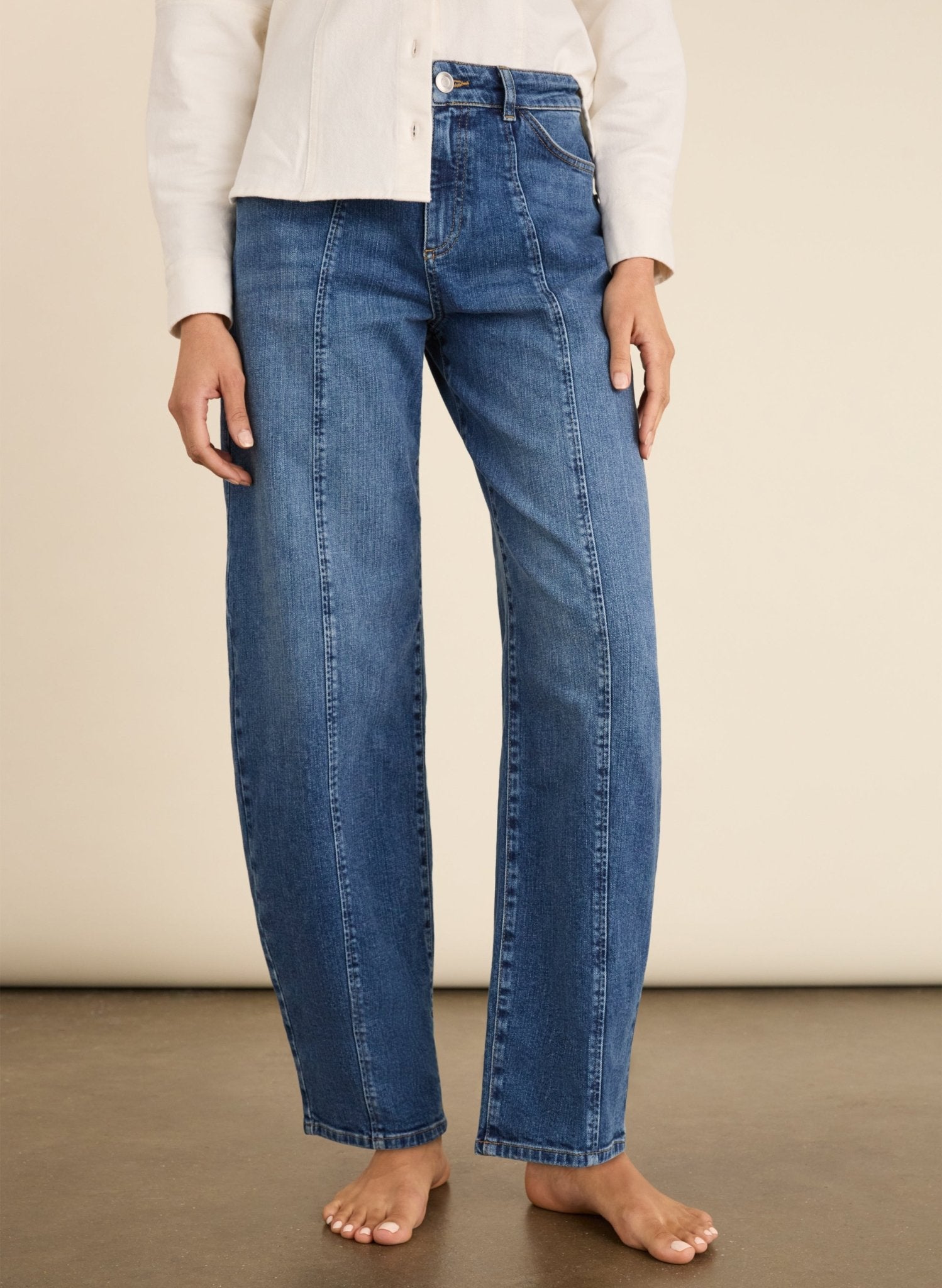 Wyatt Organic Cotton Stretch Denim Barrel Jeans - Washed Indigo Baukjen