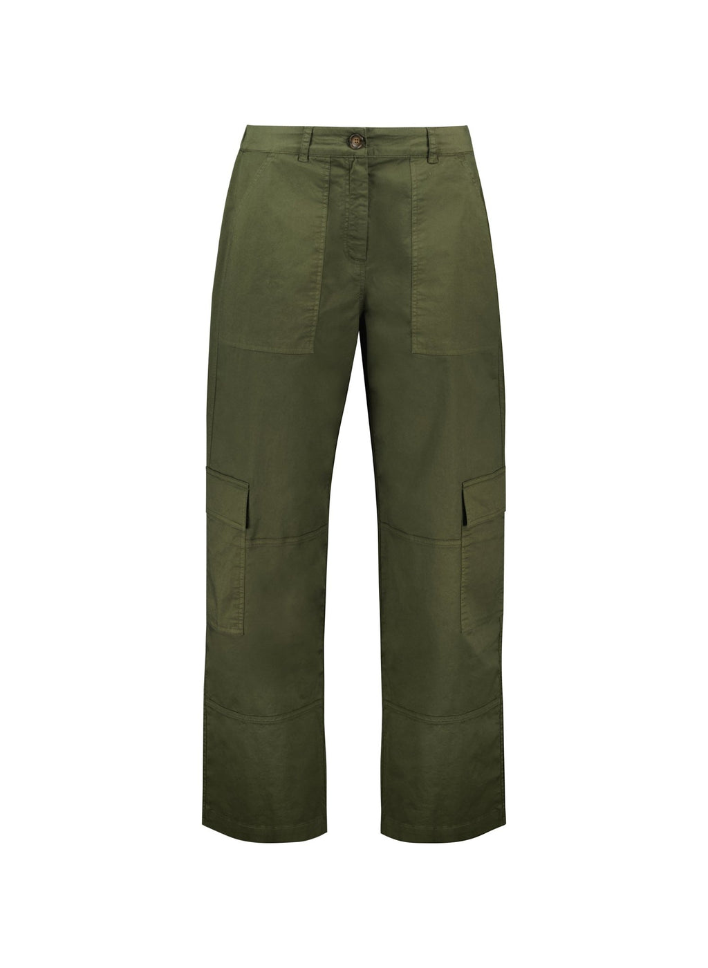 Zenya Organic Cotton Wide Leg Cargo Trousers - Dark Olive Baukjen