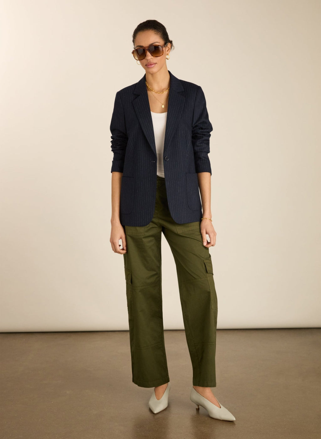 Zenya Organic Cotton Wide Leg Cargo Trousers - Dark Olive Baukjen