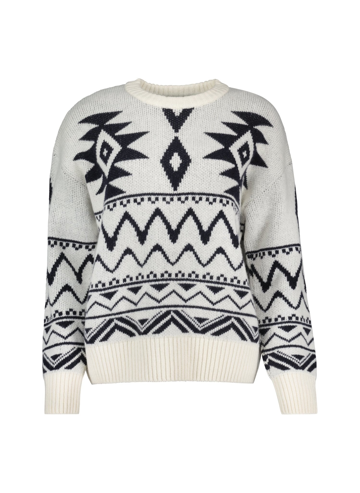 Zhuri Recycled Wool Blend Jumper - Antique White & Caviar Black Baukjen