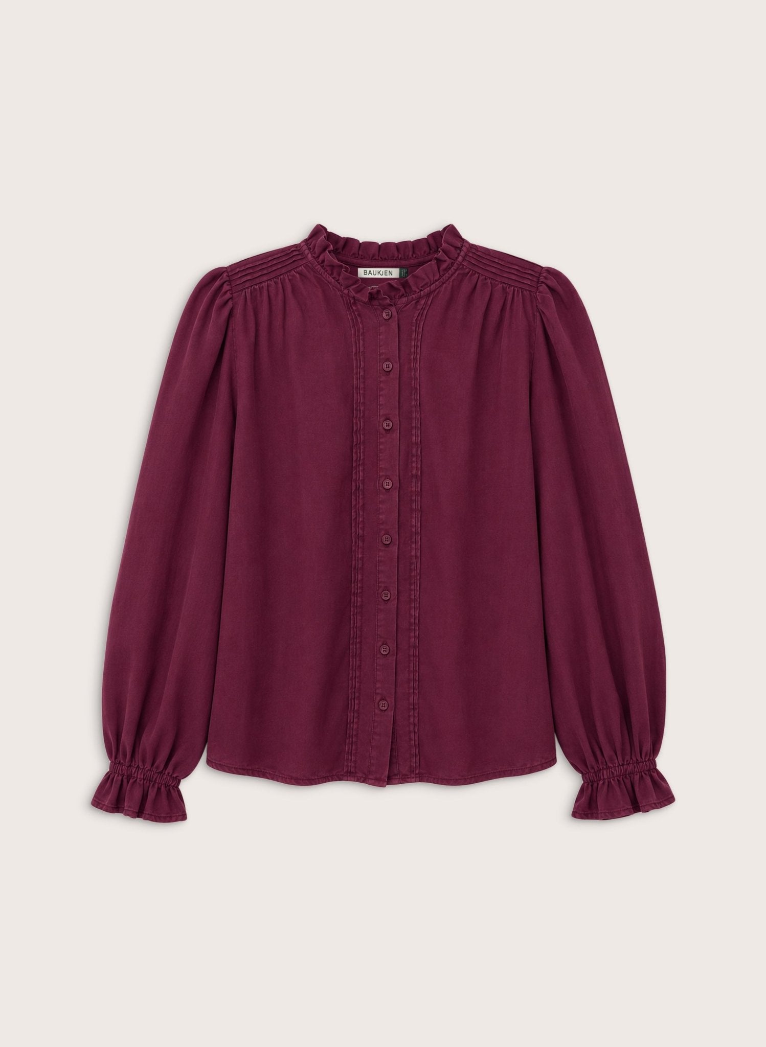 Zoe Frill Neck Blouse - Burgundy Baukjen
