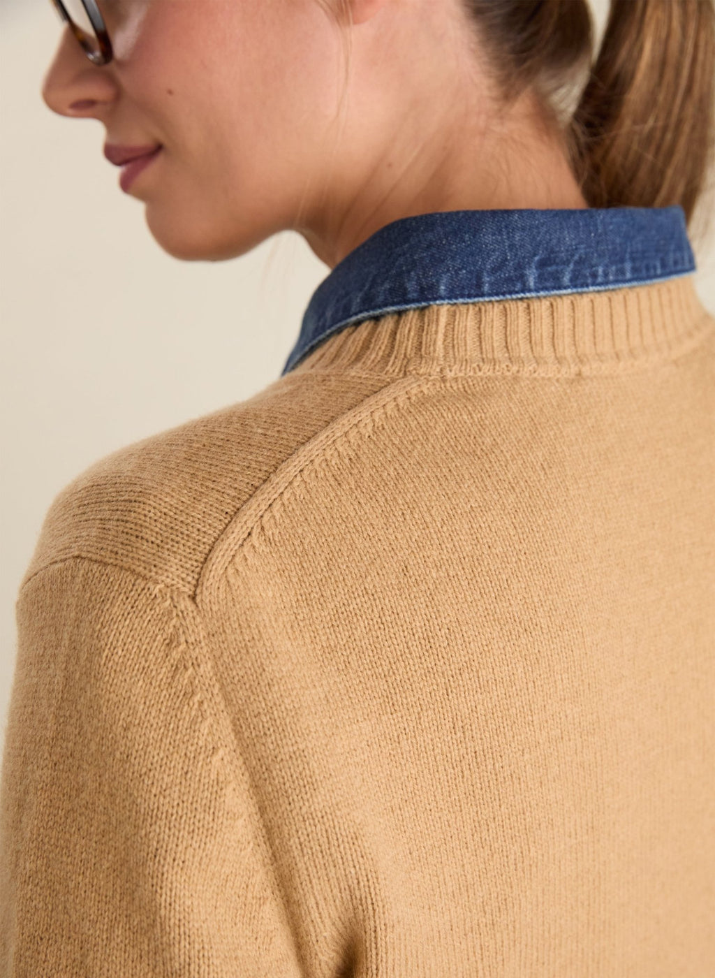 Zucca Wool Blend Crew Neck Jumper - Taupe Baukjen