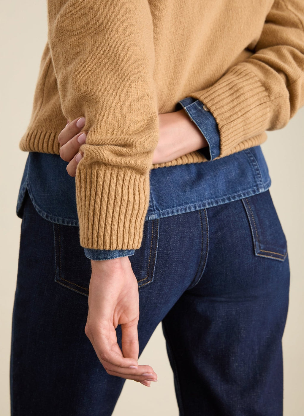 Zucca Wool Blend Crew Neck Jumper - Taupe Baukjen
