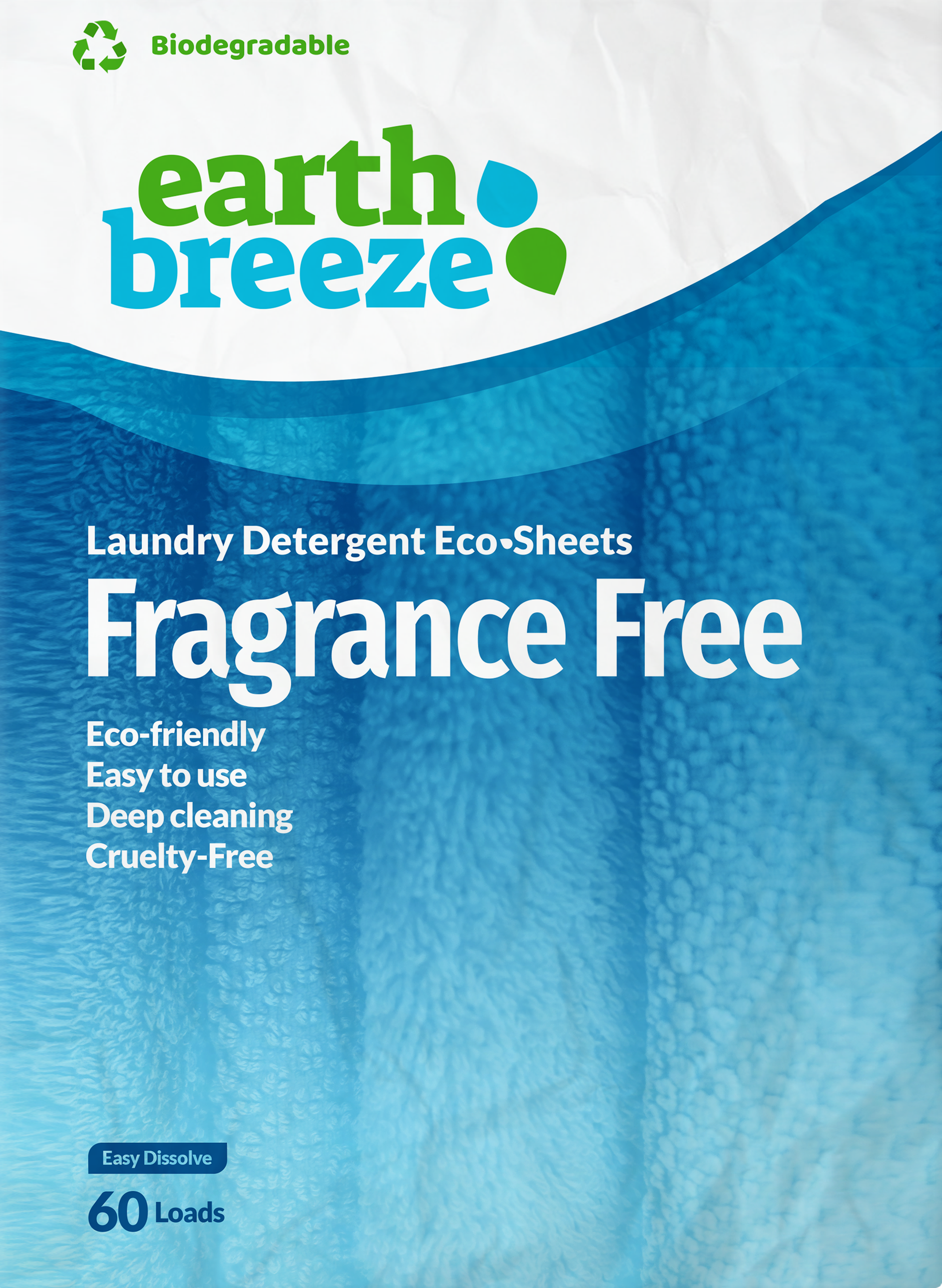 Earth Breeze: Laundry Detergent Eco Sheets Fragrance Free, 60 Ea
