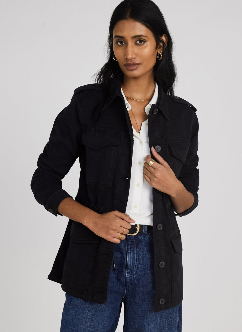 Drake Organic Utility Jacket - Caviar Black Baukjen