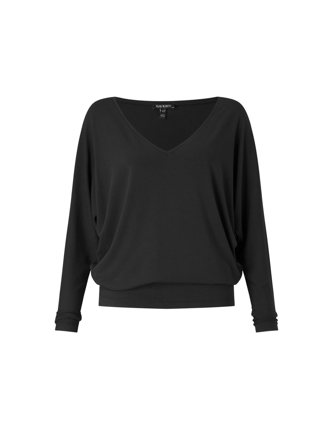 Ella Relaxed V - Neck Top - Caviar Black Baukjen