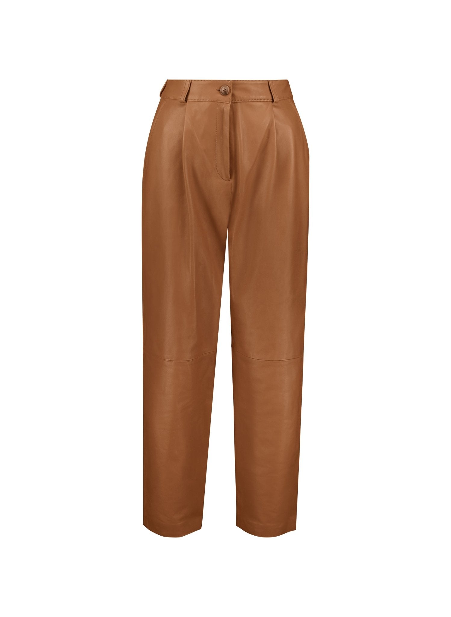 Faiza Leather Trouser  - Butterscotch Baukjen